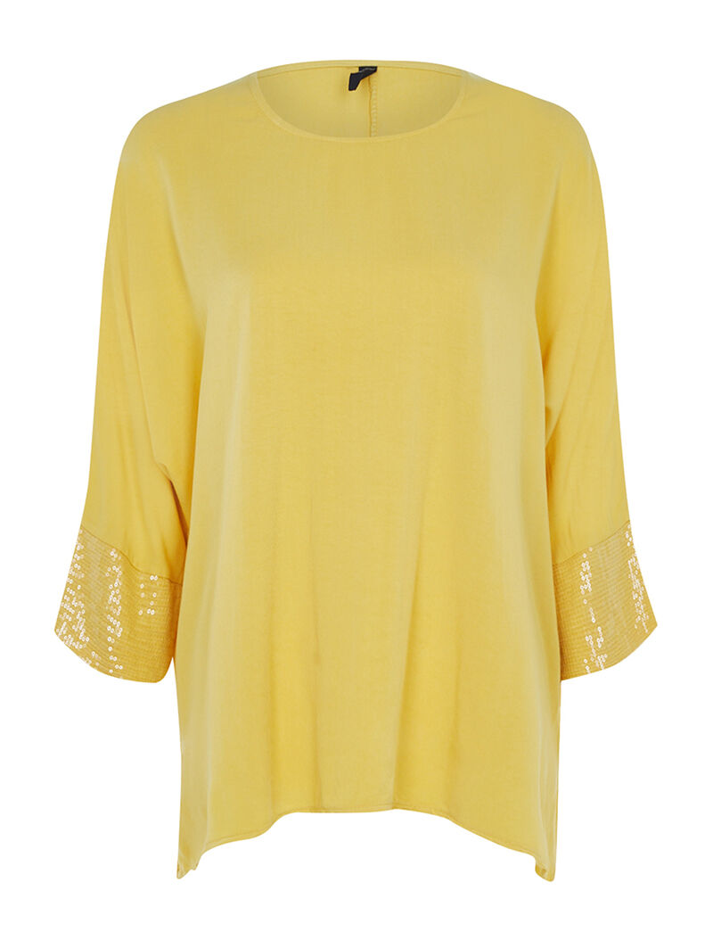 Blouse ample à manchons sequins - jaune - 1