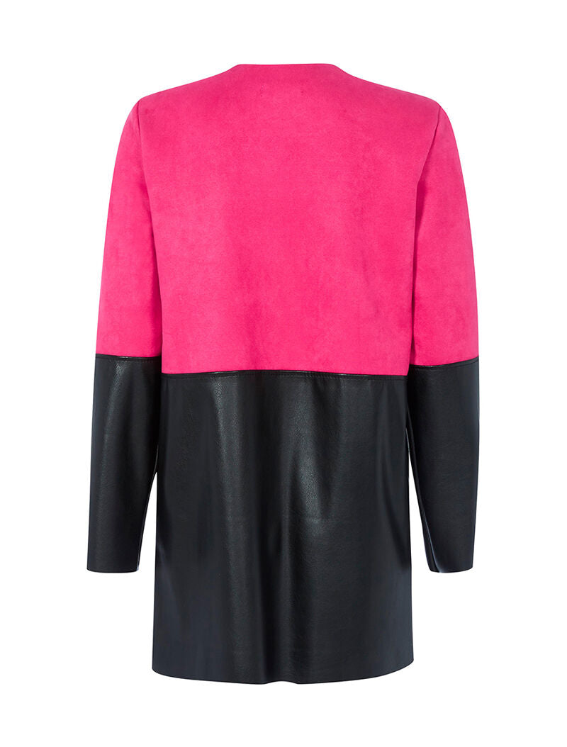 Veste longue bimatière - fushia - 2