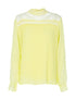 Blouse à col montant et décolleté transparent - jaune fluo - 1