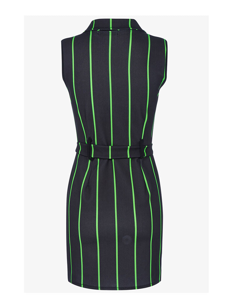 Robe moulante rayée - noir/vert fluo - 2