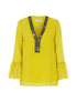 Blouse encolure à perles tubes - jaune - 1