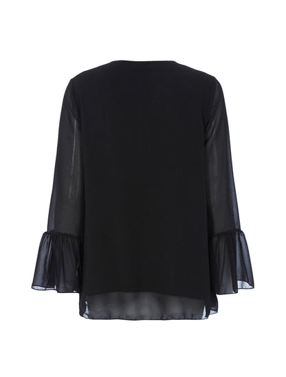 Blouse encolure à perles tubes - noir - 2