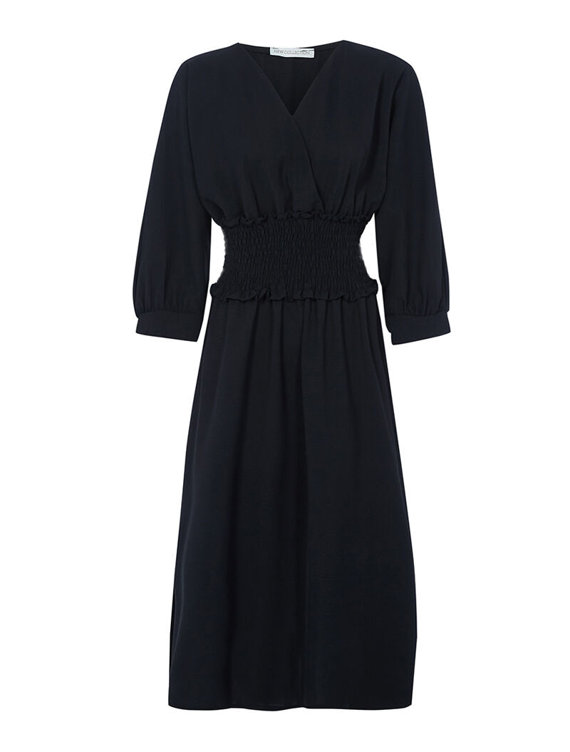 Robe fluide à taille élastiquée - noir - 1