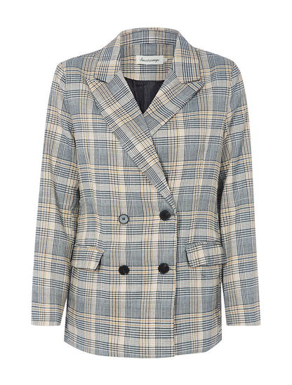 Blazer oversize imprimé tartan - noir/blanc/camel - 1