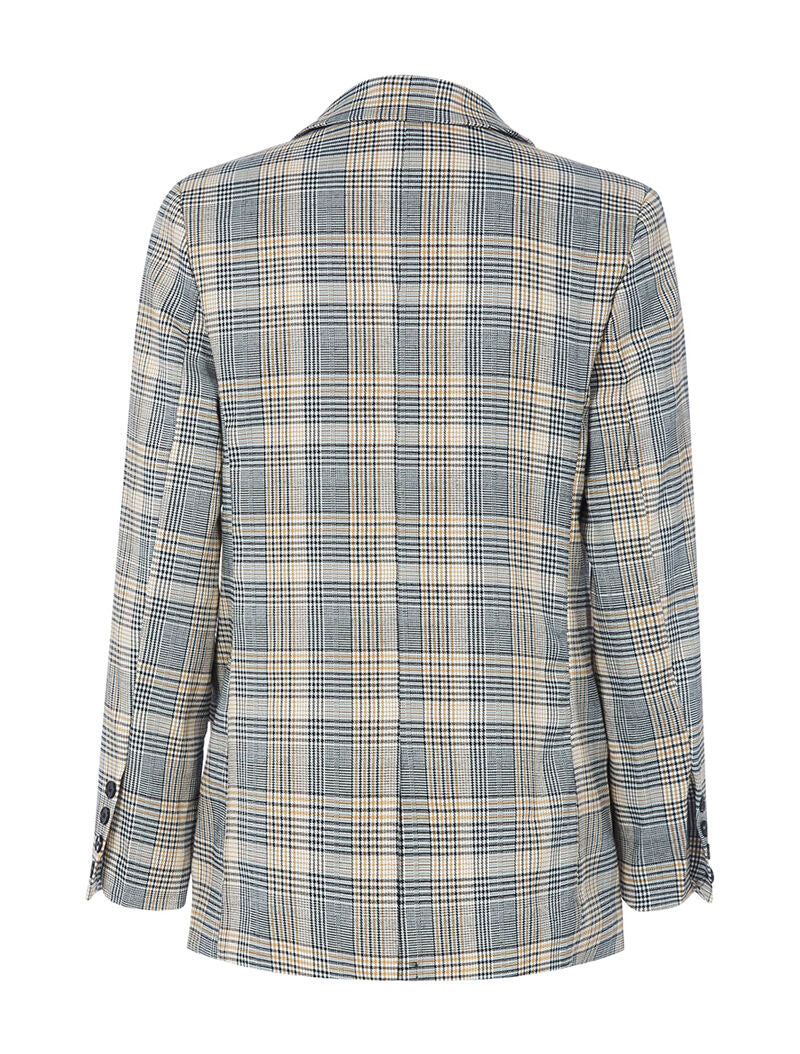 Blazer oversize imprimé tartan - noir/blanc/camel - 2