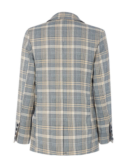 Blazer oversize imprimé tartan - noir/blanc/camel - 2