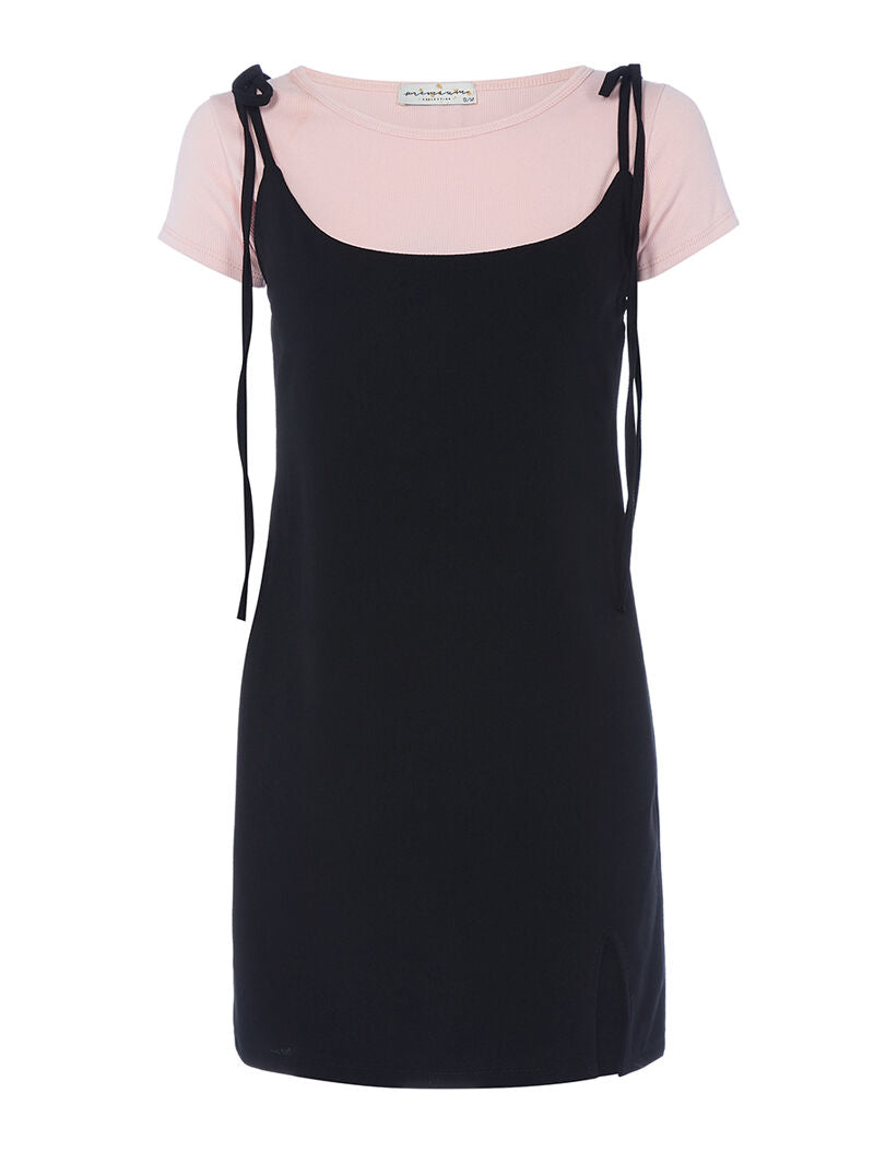 Robe moulante et t-shirt côtelé - rose - 1