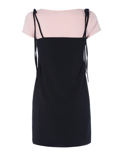 Robe moulante et t-shirt côtelé - rose - 2