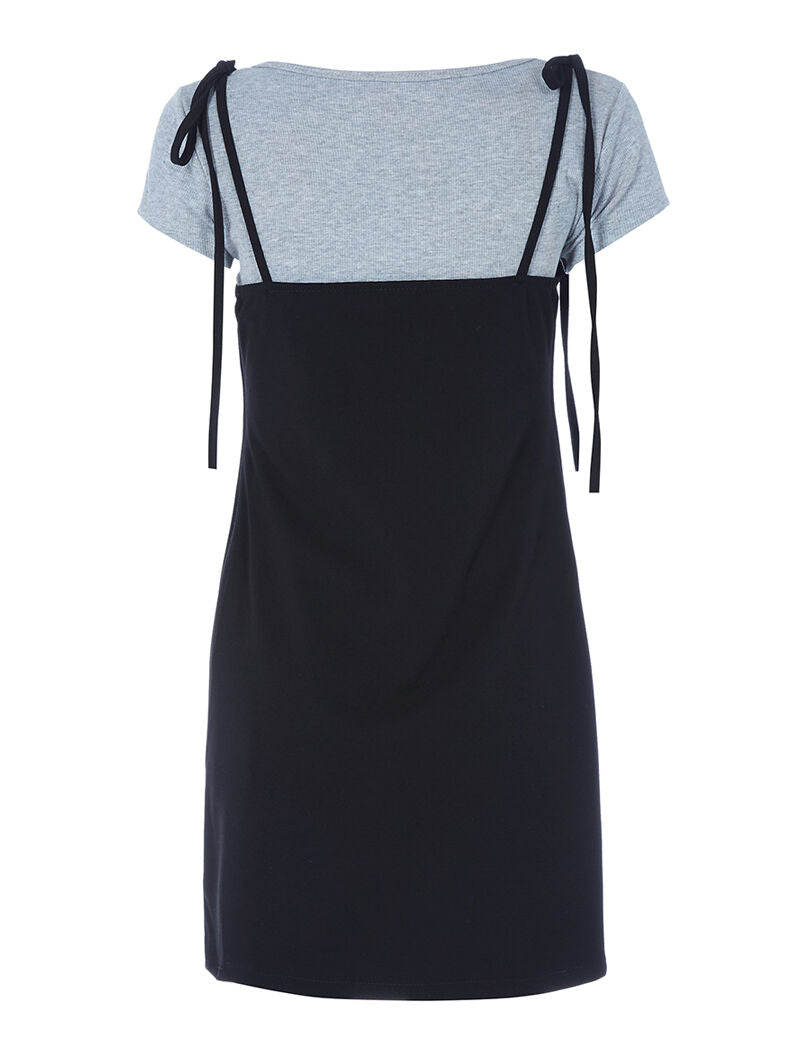 Robe moulante et t-shirt côtelé - gris chiné - 2