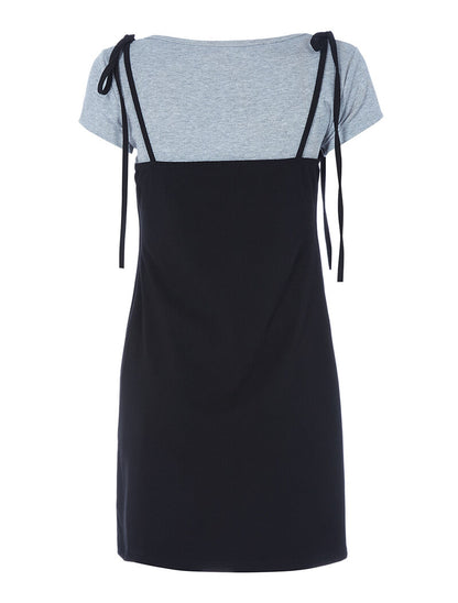 Robe moulante et t-shirt côtelé - gris chiné - 2