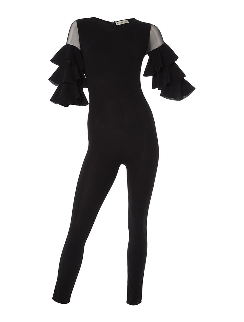 Combinaison fluide à manches volantées - noir - 3