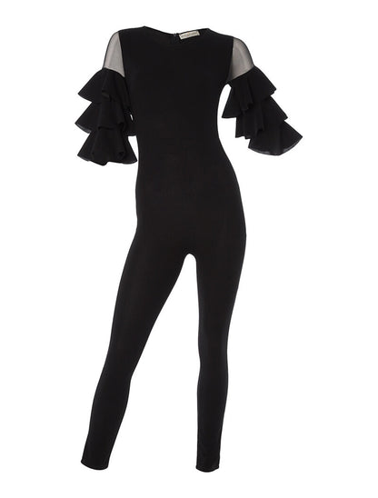Combinaison fluide à manches volantées - noir - 3