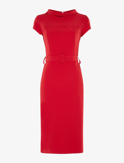Robe droite à col tombant - rouge - 1