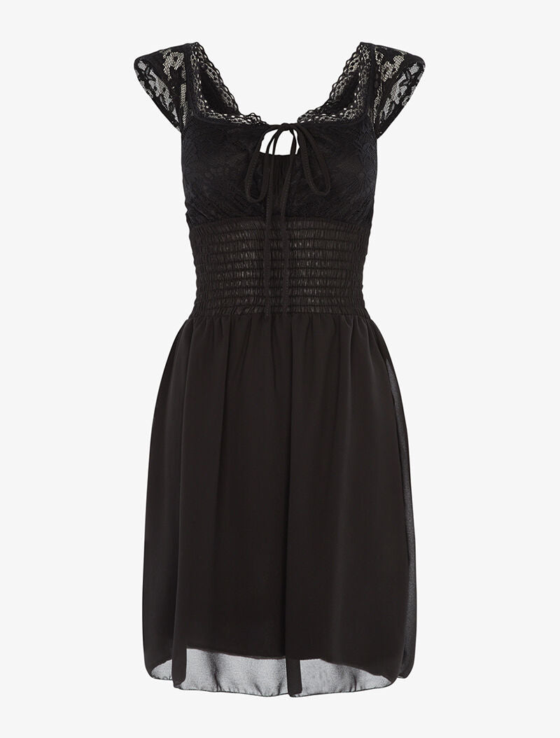 Robe buste corsage et bas en voile - noir - 3