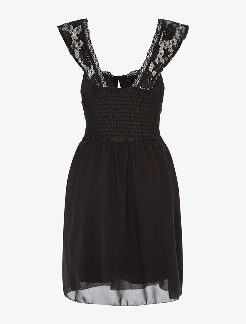 Robe buste corsage et bas en voile - noir - 2