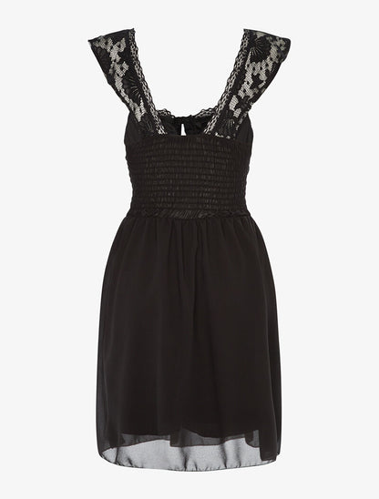 Robe buste corsage et bas en voile - noir - 2