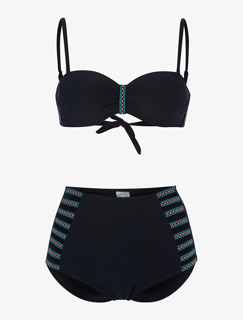 Bikini taille haute à lace brodé - noir - 1