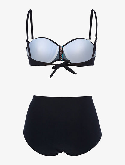 Bikini taille haute à lace brodé - noir - 2