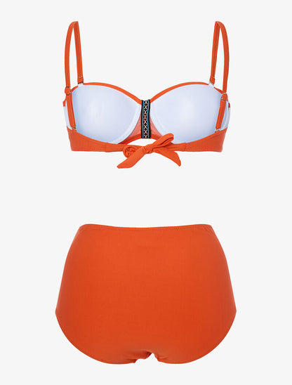 Bikini taille haute à lace brodé - orange - 2