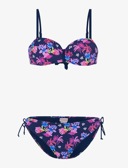 Bikini jungle à balconnet - marine - 1