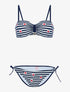 Bikini rayé à fleurs - marine - 1