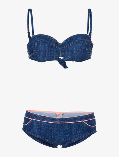 Bikini effet jean - denim foncé - 1