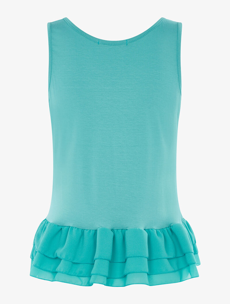 Débardeur bas volanté en voile - turquoise - 2