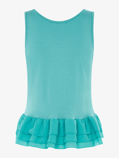 Débardeur bas volanté en voile - turquoise - 2