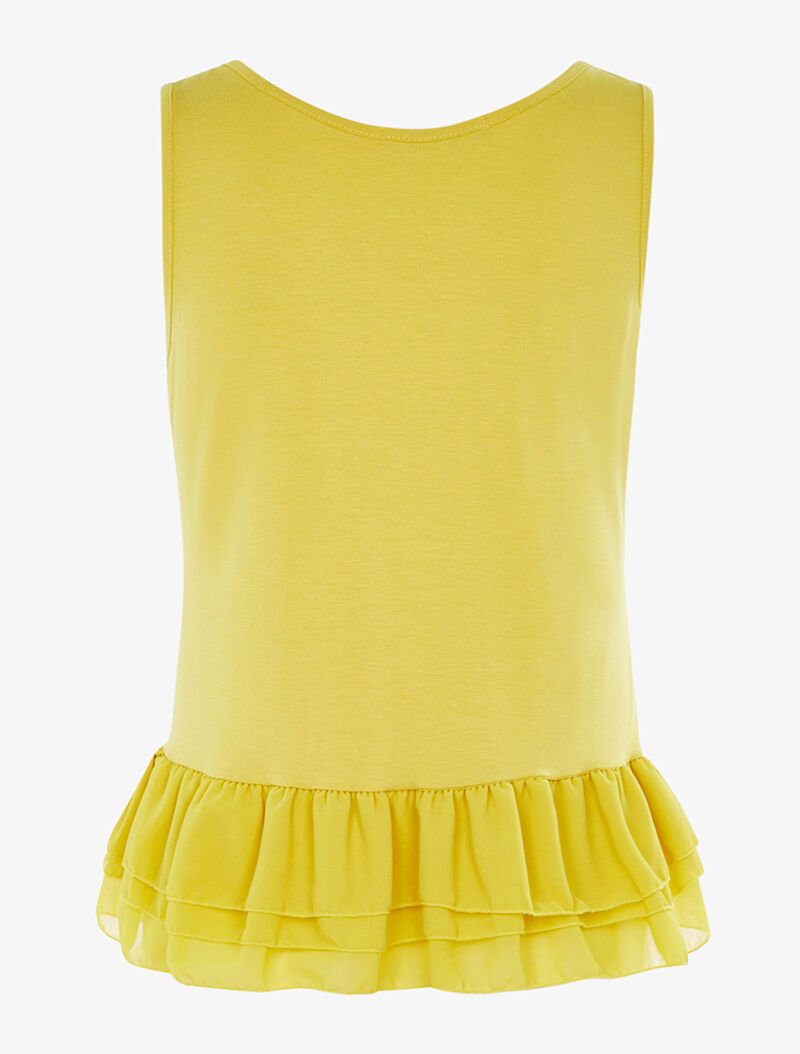 Débardeur bas volanté en voile - jaune - 2