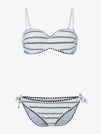 Bikini imprimé éthnique - blanc et noir - 1