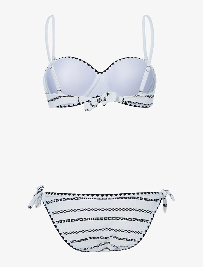 Bikini imprimé éthnique - blanc et noir - 2