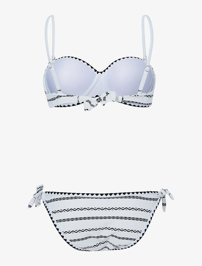 Bikini imprimé éthnique - blanc et noir - 2