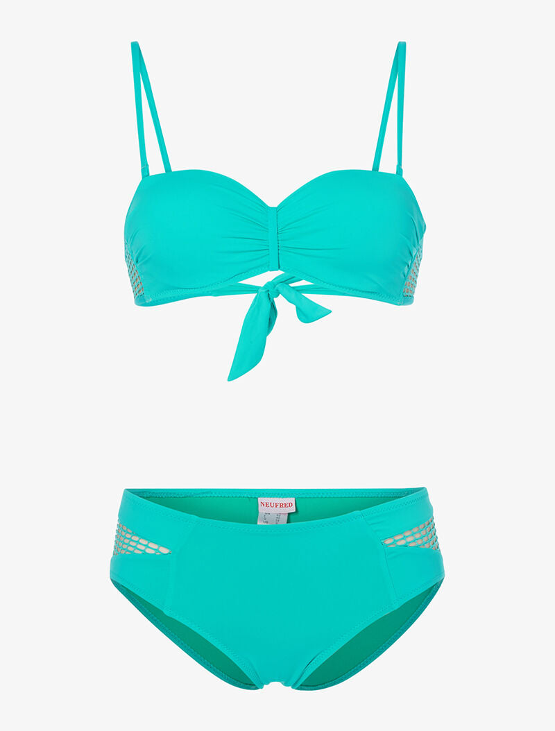 Bikini empiècements résille - turquoise - 1