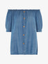 Blouse ample encolure élastique - denim - 1