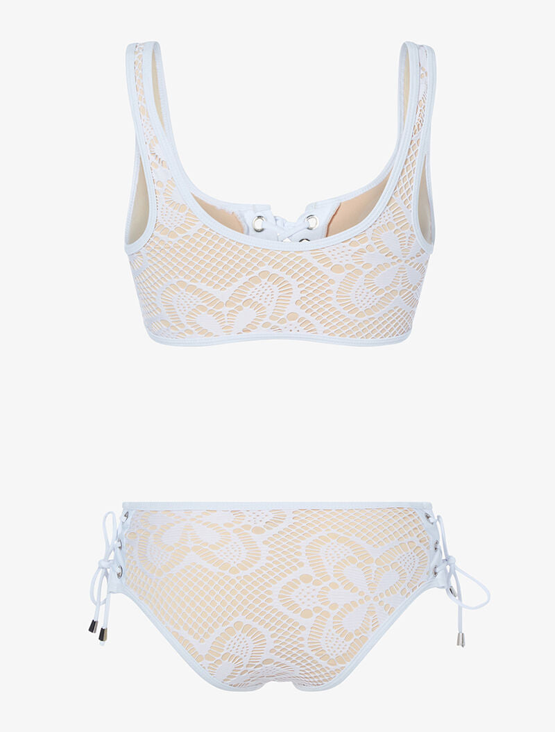 Bikini doublé en crochet - blanc/beige - 2