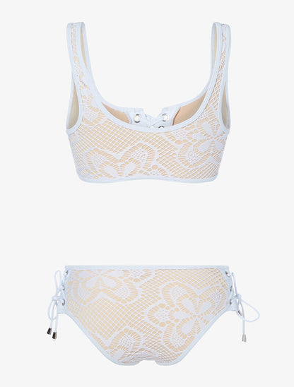 Bikini doublé en crochet - blanc/beige - 2