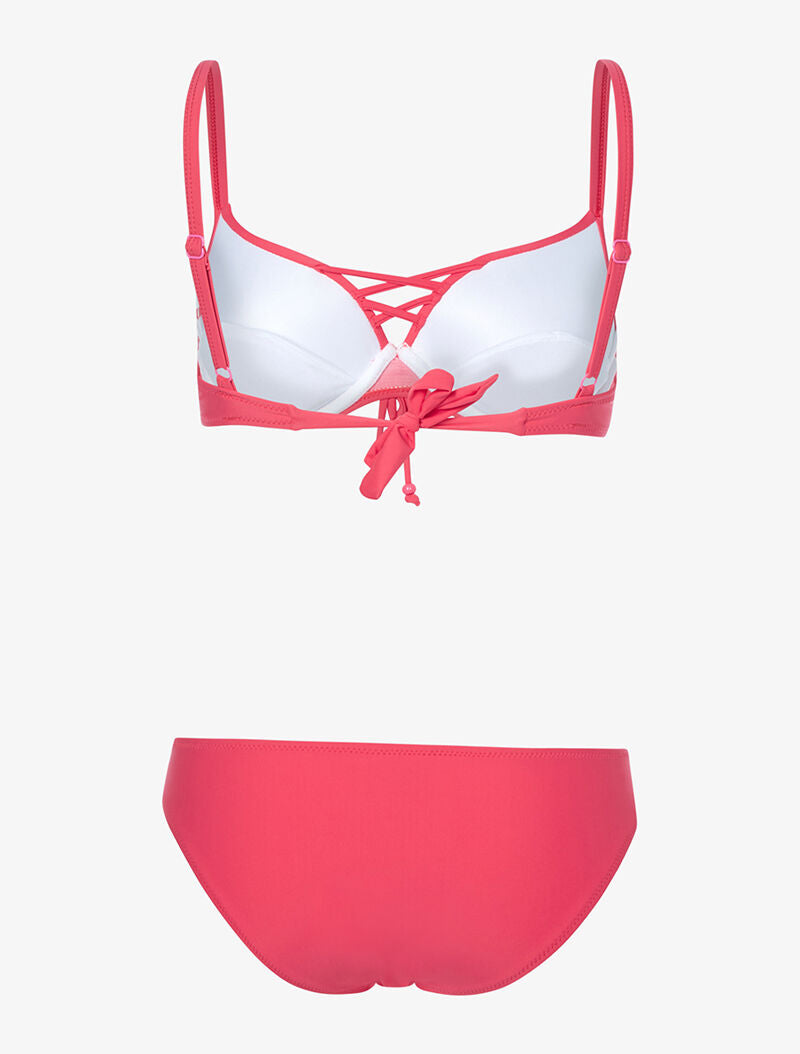 Bikini à côtés ajourés - corail - 2