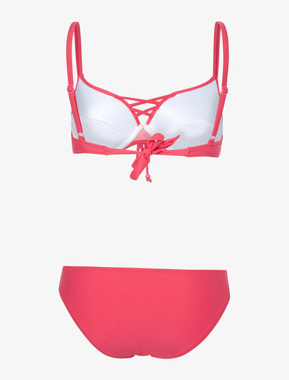 Bikini à côtés ajourés - corail - 2