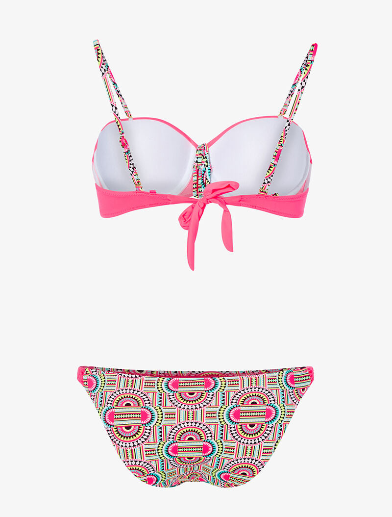 Bikini à imprimé tribal fluo - rose fluo - 2
