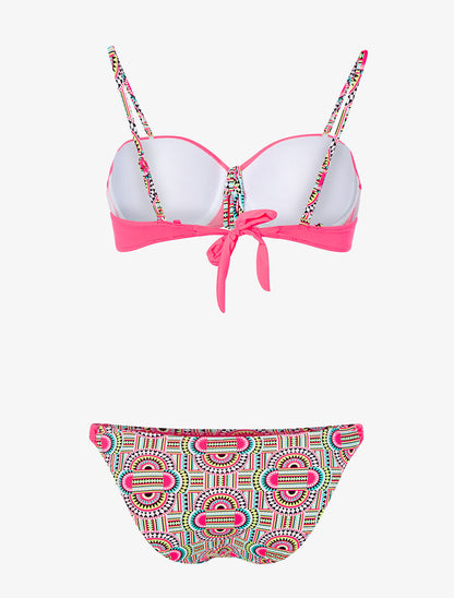 Bikini à imprimé tribal fluo - rose fluo - 2