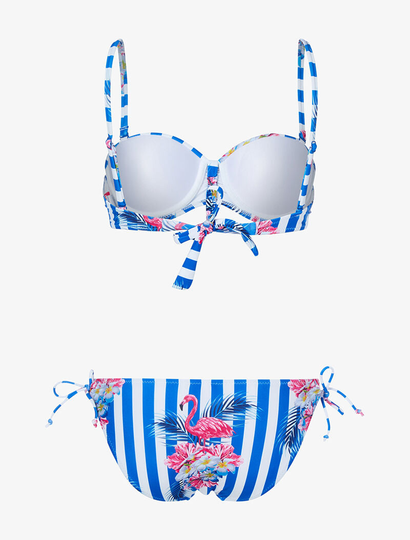 Bikini rayé à imprimé floral - bleu électrique - 2