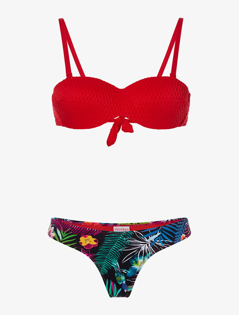 Bikini tanga tropical - rouge - 3