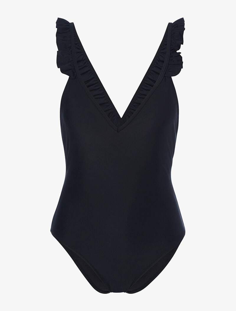 Monokini à bretelles volantées - noir - 3