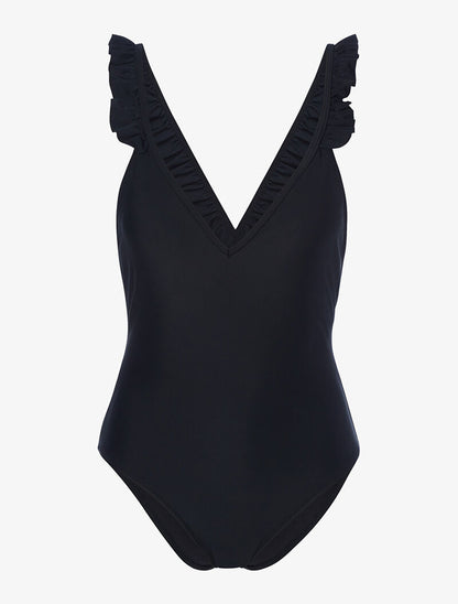 Monokini à bretelles volantées - noir - 3