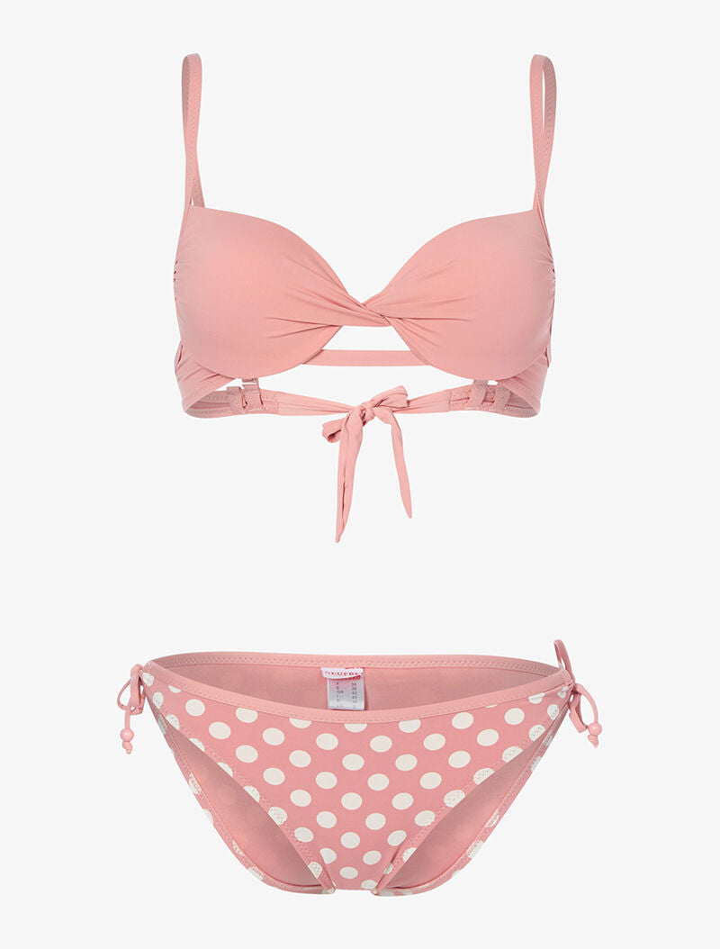 Bikini à imprimé pois - rose orange - 3