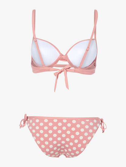 Bikini à imprimé pois - rose orange - 2