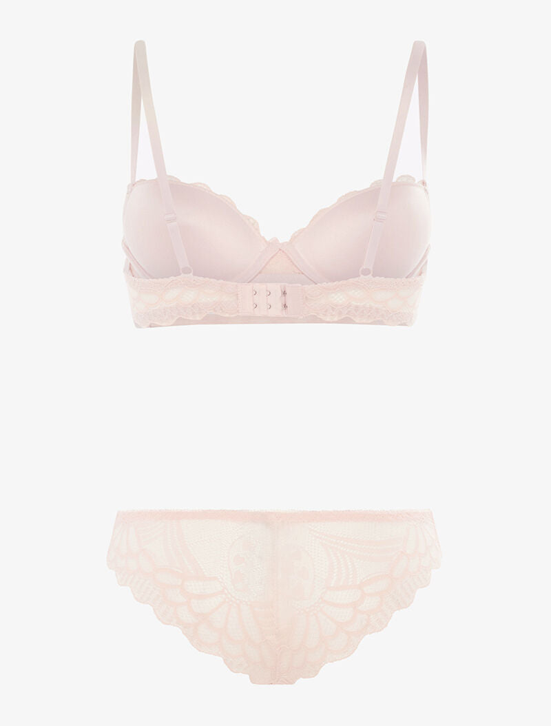 Ensemble SG et tanga en broderie fine - rose orange - 2