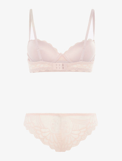 Ensemble SG et tanga en broderie fine - rose orange - 2
