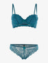 Ensemble SG et tanga en broderie fine - bleu canard - 1
