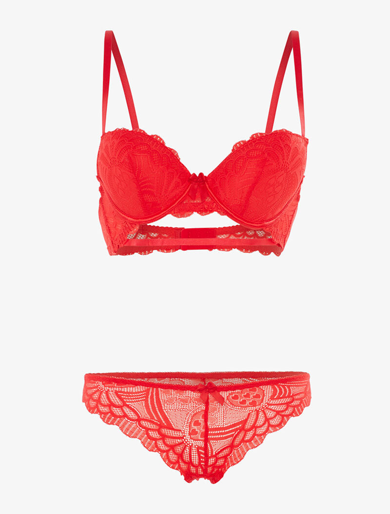 Ensemble SG et tanga en broderie fine - rouge - 3